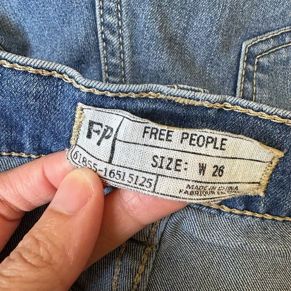 FREE PEOPLE Mid-Rise Distressed Skinny Jeans #61855-16515125 Blue - Picture 7 of 12